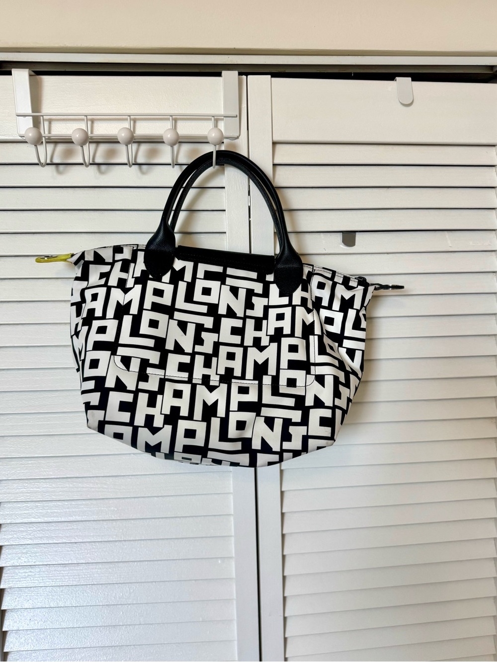 Longchamp Small Le Pliage Graphic Logo Tote - Black & White - Picture 9 of 9